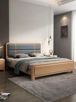 Europos buko medienos masyvo, medžio lova, mažas butas Šiaurės 1,5 m šiuolaikinės paprastas odinis simpatijų 1,8 m žurnalo baldai, minkštos lovos