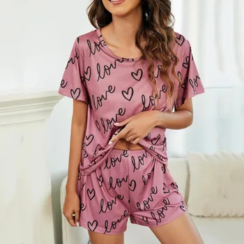 Moterų Prarasti Atsitiktinis Šortai Nustatyti Namų Drabužius, Dviejų dalių Pižama Satino Pijama Womens Pižama Sleepwear Pyjama Femme Sexy